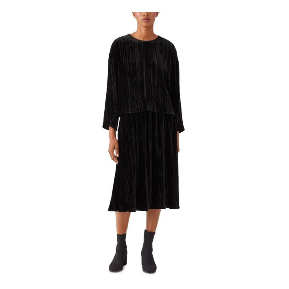 EILEEN FISHER Womens Black Long Sleeve Crew Neck Top Size: XS\TP - Picture 3 of 4